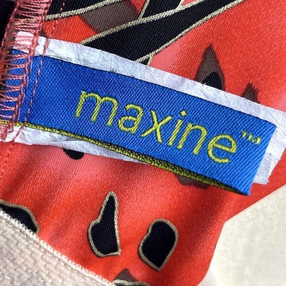 Maxine Sz 16 Gathered Front One Piece Swimsuit Red Orange Animal Print Shapewear - Picture 13 of 14